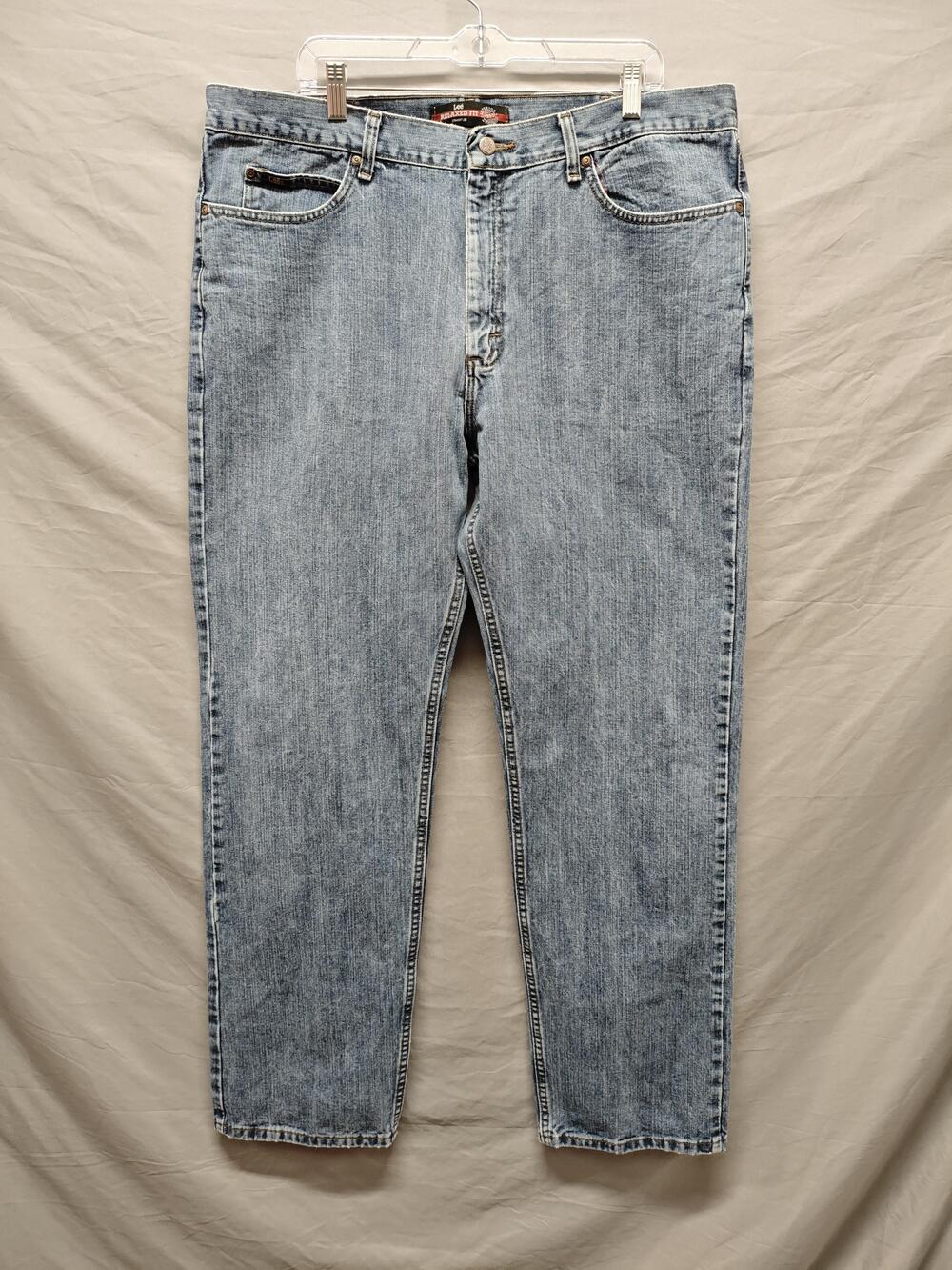 Lee Jeans Mens 40x34 Light Wash Relaxed Fit Straight Leg Denim Classic